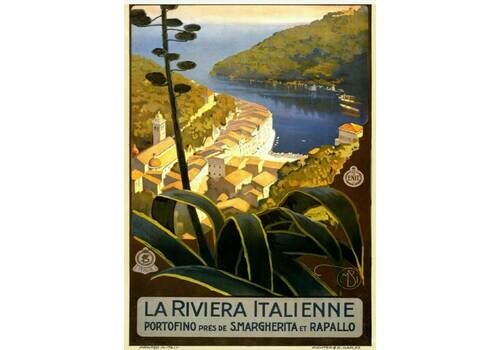 Italian Riviera Tourism Poster   Art Deco 1920