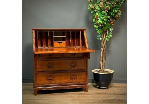 Attractive Large Vintage Oriental Carved Bureau Desk Drawers