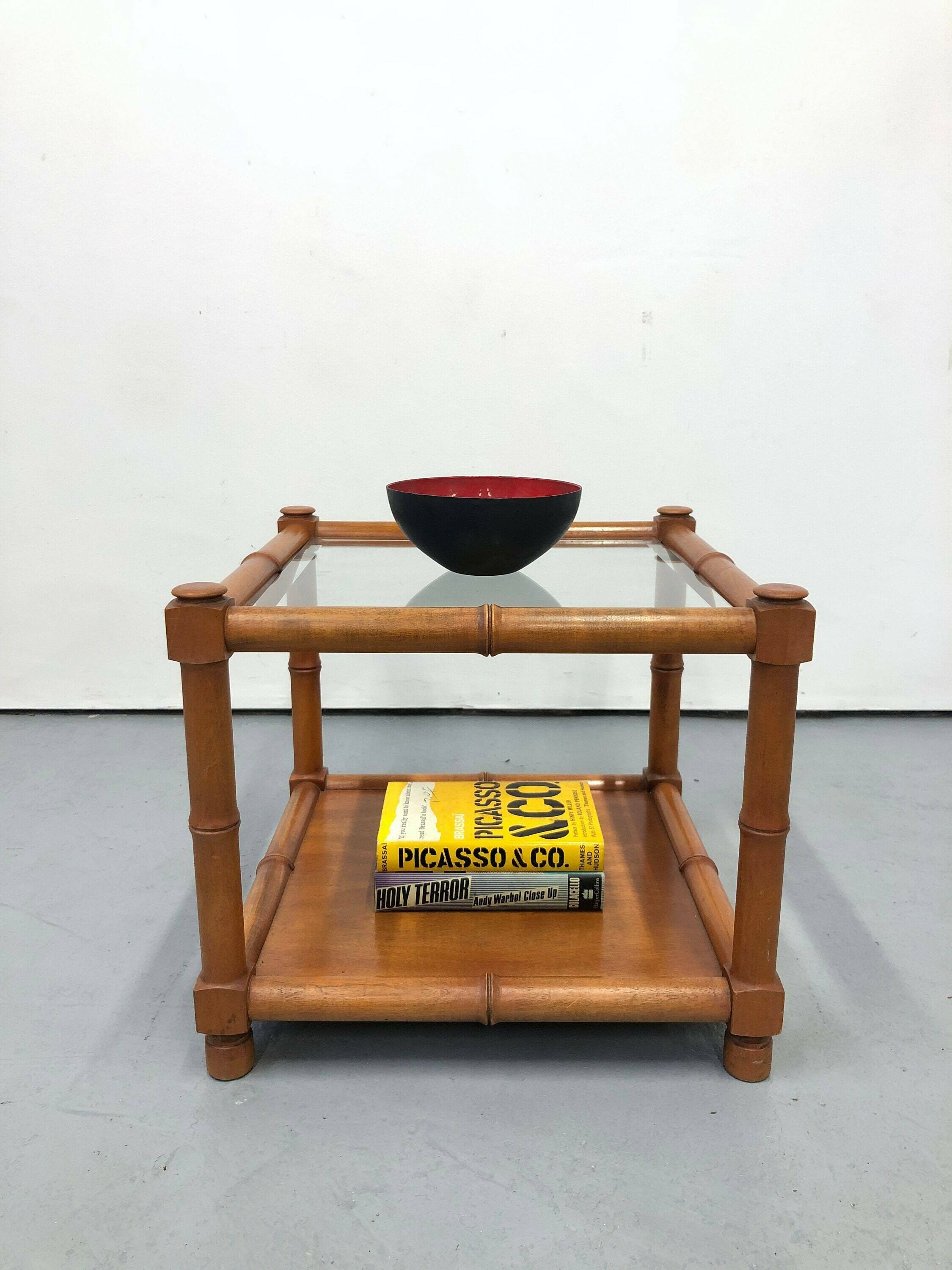 Vintage 1960s G Plan Bamboo Cube Teak & Glass Coffee Table. Retro