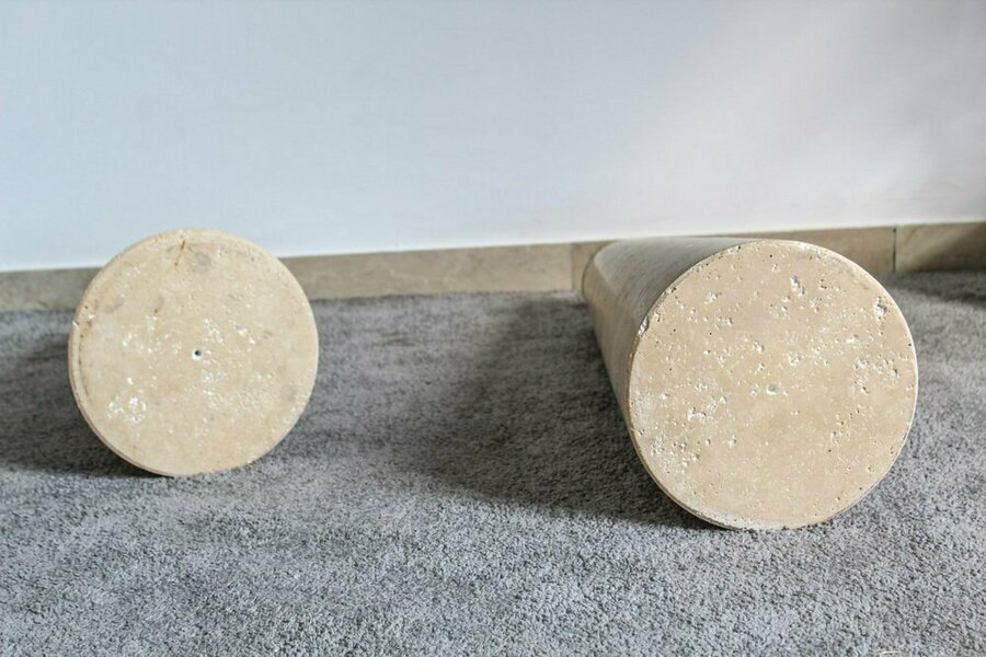 Italian Tables In Travertine By Angelo Mangiarotti 1970s Set Of 2 photo furniture