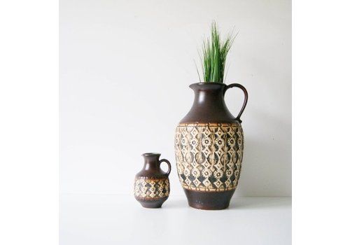 Vase Set, Jasba Vases, Ceramic Vase, Jug Vases, Mid Century Ceramics, Vase Brown