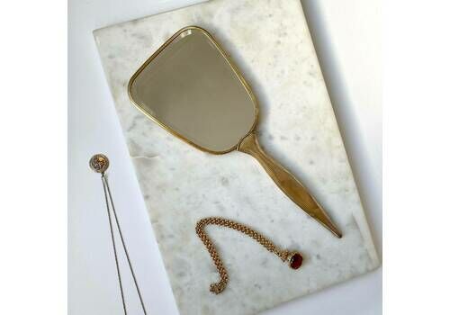 Vintage Handheld Brass Mirror | Ornate Vanity Dressing Table Mirror | Vintage Homeware