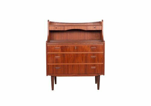Danish Secretary In Teak With Pull Out Mirror And Desk, 1960s