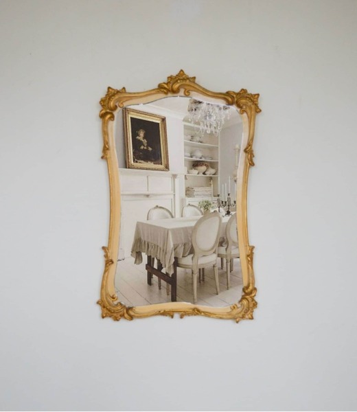 Rare Vintage Peerart Scroll Baroque Mirror, 1950s Gold & Cream Ornate