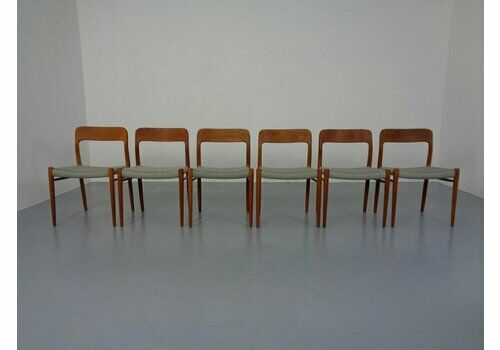 Danish Model 75 Teak Chairs By Niels Otto Møller For J. L. Møller, 1960s, Set Of 6