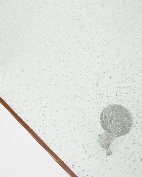 Triangular Table With 'Broken Glass' Top, Attributed To Shiro Kuramata, Italy, 1980s photo furniture