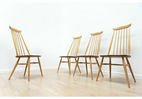 Midcentury Vintage Ercol Goldsmith Dining Chairs Beech Elm 1960's