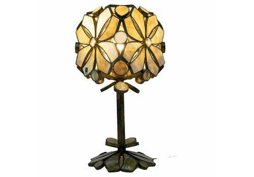Rare Brutalist Italian Glass Paste And Wrought Iron Table Lamp By Longobard, 70s