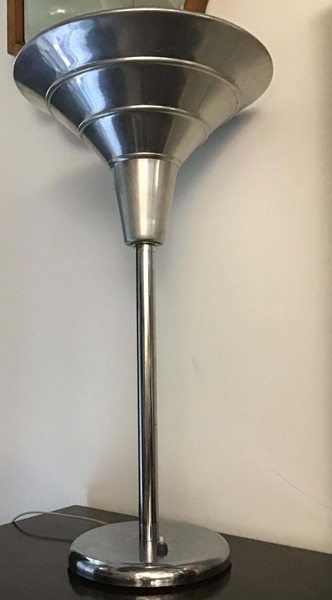 Table Lamp Illuminator 1930 Chrome Metal photo for sale