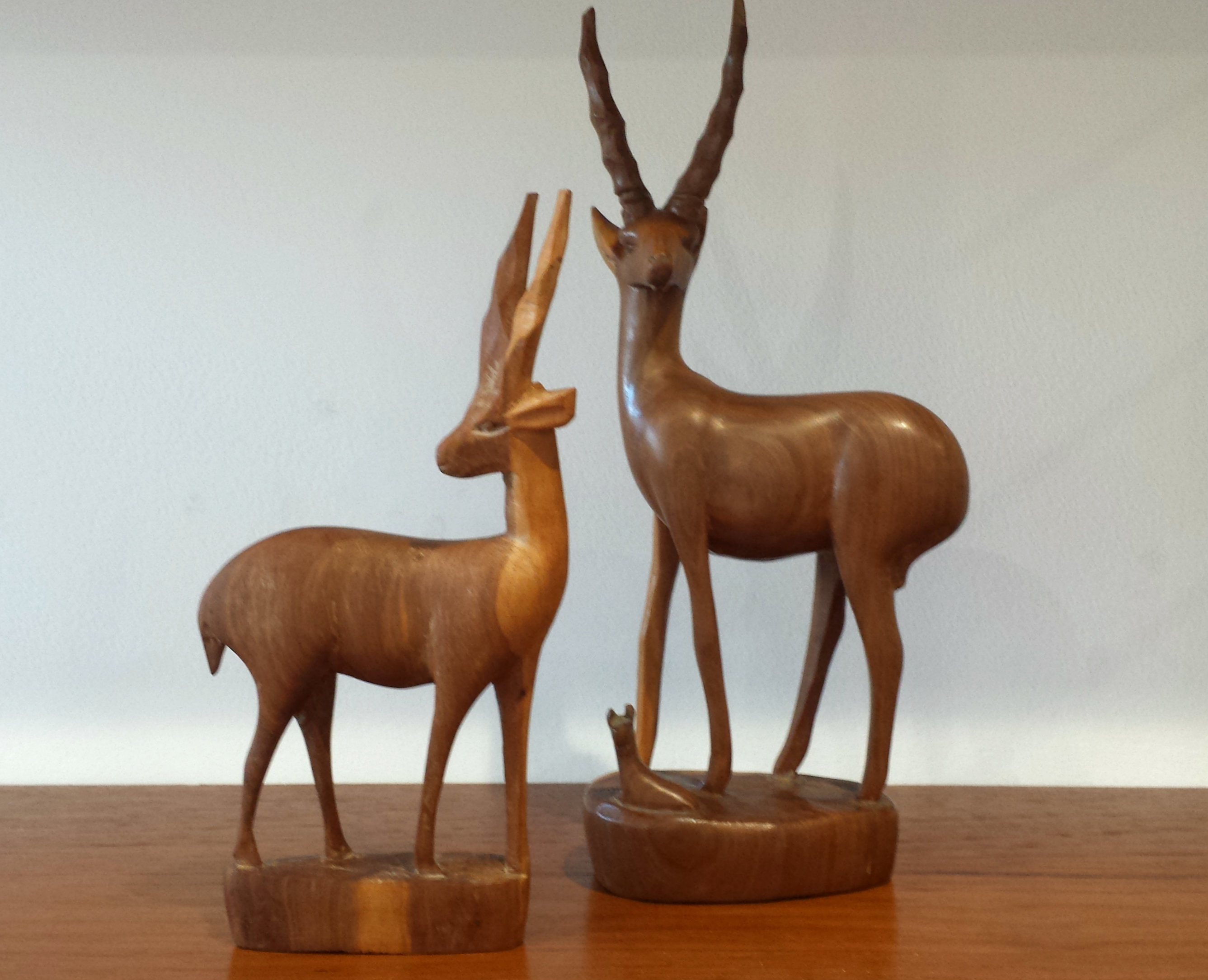 vintage wooden deer figurine Animal Figurines Hand Carved gazelle wood