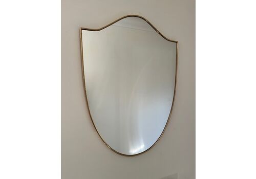 Large Mid Century Brass Italian Shield Mirror