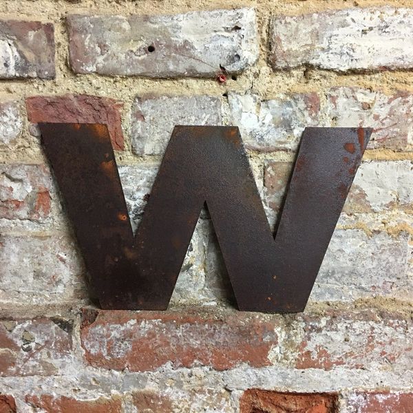 W Lower Case Rusty Metal Letters Shop Home Vintage Word Rustic