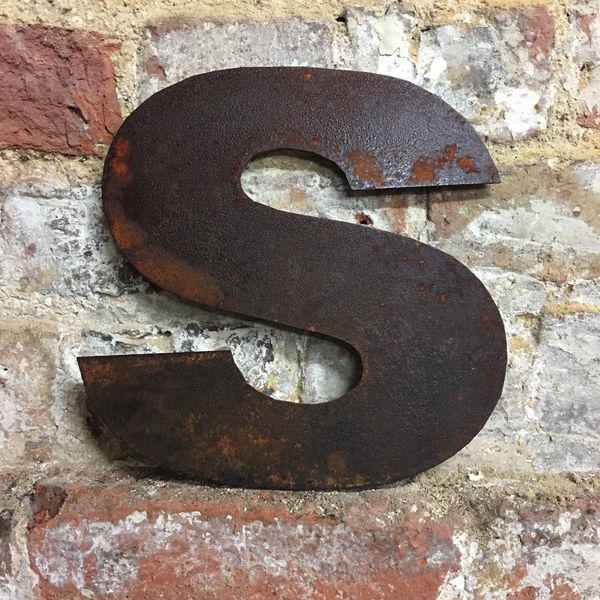S Lower Case Rusty Metal Letters Shop Home Vintage Word Rustic Industrial Sign Vinterior