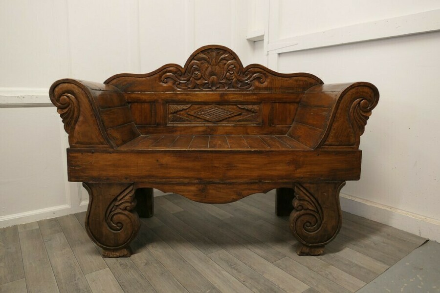 Teak Carved Settee  Bench photo furniture