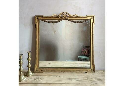 Antique French Crested Gilt Overmantel Wall Mirror C1900 Vintage French Mirror