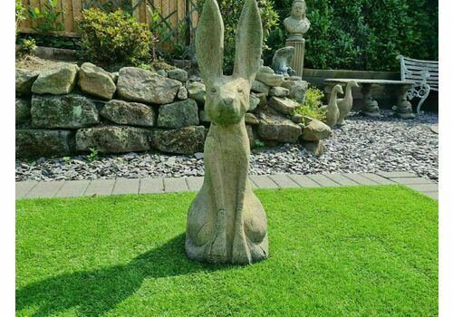 English Stone Vintage Hare Statue Garden Ornament  Delivery Available Via Our Specialist Sister Courier Company